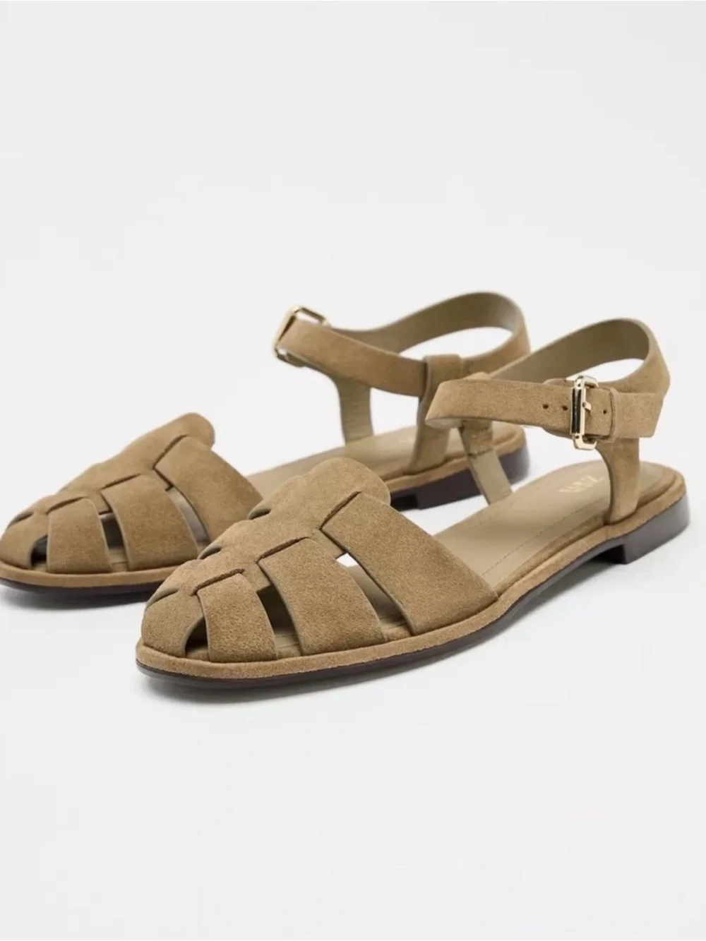 Zara Tan Suede Fisherman Sandals - Picture 1 of 6